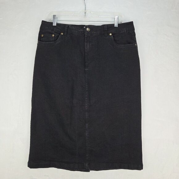 Woman Within Dresses & Skirts - Women‎ Within Black Denim Pencil Skirt Plus Size 12W